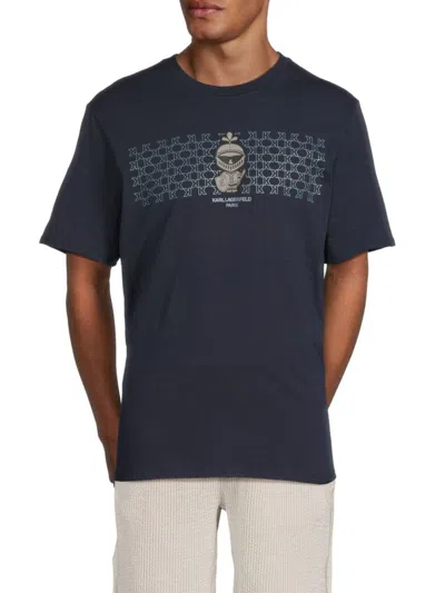 Karl Lagerfeld Men's Graphic Cotton T-shirt In Black