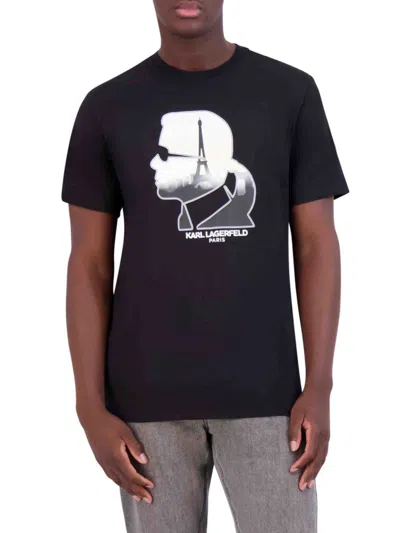 Karl Lagerfeld Men's Graphic Cotton T-shirt In Black