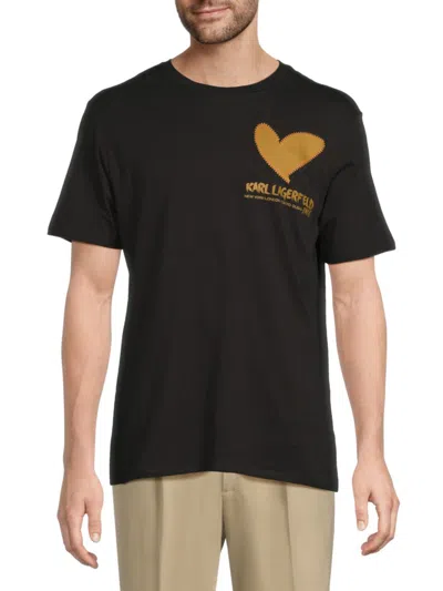 Karl Lagerfeld Men's Graphic Cotton T-shirt In Black