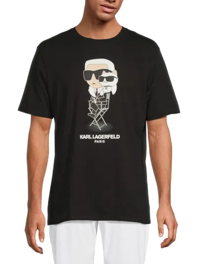 Karl Lagerfeld Men's Graphic Cotton T-shirt In Black