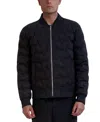 Karl Lagerfeld Mixed Media Slim Fit Bomber Jacket In Black