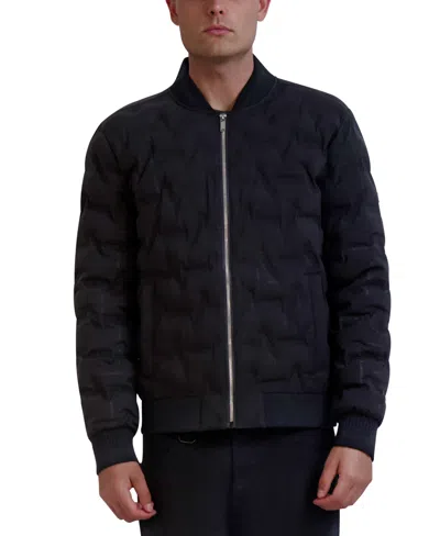 KARL LAGERFELD MEN'S HEAT-SEALED QUILTED BOMBER JACKET