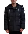 Karl Lagerfeld Men's Faux Shearling Wing Collar Down Jacket In Black