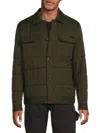 Karl Lagerfeld Men's Herringbone Quilted Shirt Jacket In Green