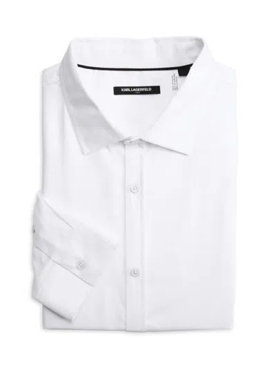Karl Lagerfeld Men's Honeycomb Jacquard Dress Shirt In White
