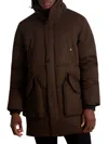 Karl Lagerfeld Men's Hooded Down Parka With Oversized Pockets In Brown