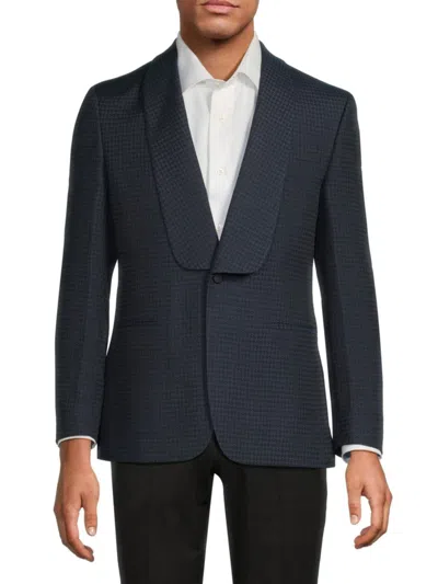 Karl Lagerfeld Men's Houndstooth Modern Fit Single-breasted Jacket In Navy
