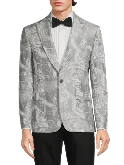 Karl Lagerfeld Men's Jacquard Modern-fit Jacket In Light Grey