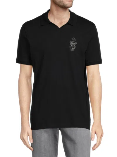 Karl Lagerfeld Men's Johnny Collar Knight Pique Polo In Black