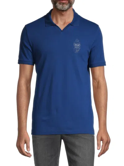 Karl Lagerfeld Men's Johnny Collar Knight Pique Polo In Blue