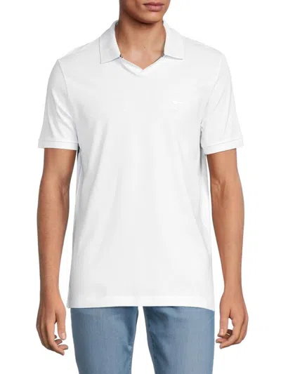 Karl Lagerfeld Men's Johnny Collar Knight Pique Polo In White