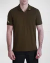 Karl Lagerfeld Men's Johnny-collar Polo In Brown