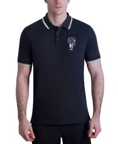 Karl Lagerfeld Men's Karl Caricature Polo Shirt In Black