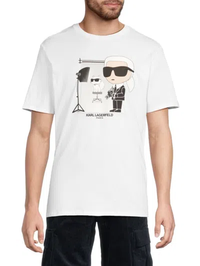 Karl Lagerfeld Men's Karl Choupette Photo Graphic Cotton T-shirt In White
