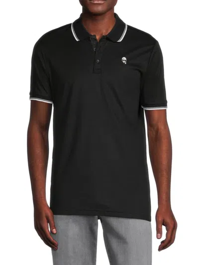 Karl Lagerfeld Men's Slim-fit Karl Patch Tipped Polo Shirt In Black