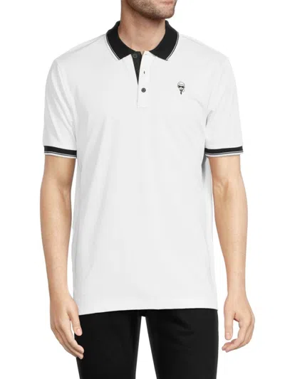 Karl Lagerfeld Men's Slim-fit Karl Patch Tipped Polo Shirt In White