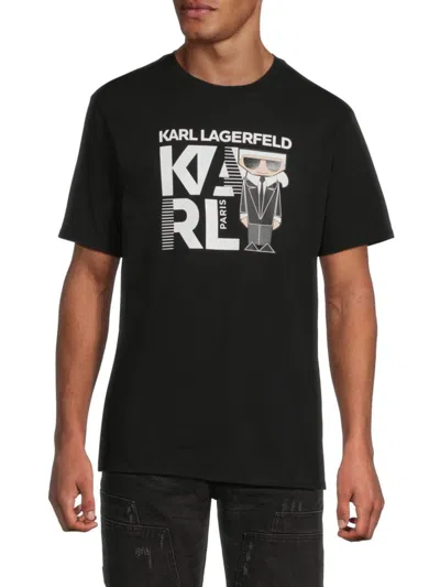 Karl Lagerfeld Men's Kocktail Graphic Cotton T-shirt In Black
