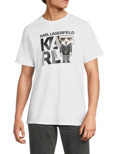 Karl Lagerfeld Men's Kocktail Graphic Cotton T-shirt In White