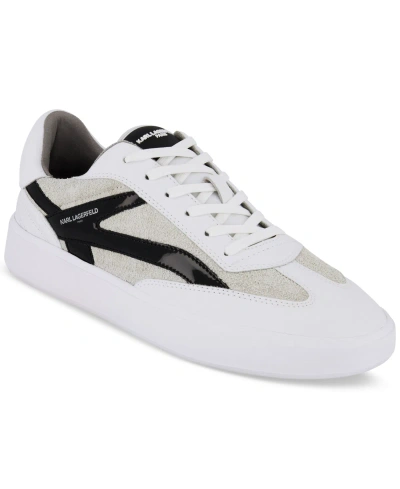 Karl Lagerfeld Men's Leather & Suede Side K Sneaker In White