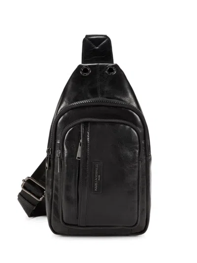 Karl Lagerfeld Men's Leather Crossbody Bag In Black
