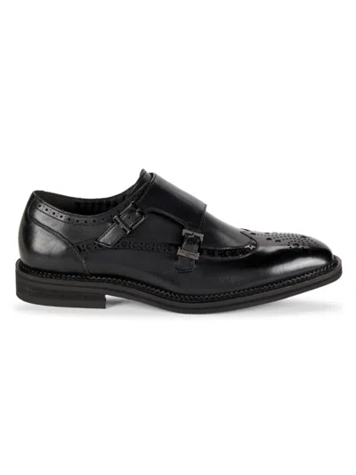 Karl Lagerfeld Men's Leather Double Monk Strap Shoes In Black