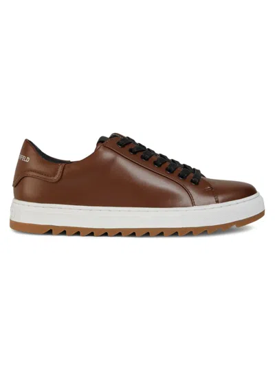 Karl Lagerfeld Men's Leather Low-top Sneakers In Brown