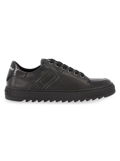 Karl Lagerfeld Men's Leather Low Top Sneakers In Black
