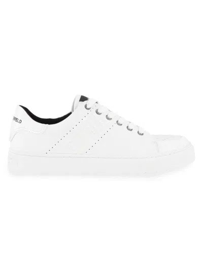Karl Lagerfeld Men's Leather Low Top Sneakers In White