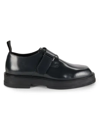 Karl Lagerfeld Men's Leather Monk Strap Shoes In Black