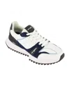 Karl Lagerfeld Men's Leather Runner On Two Tone Sole Shoes In White Navy