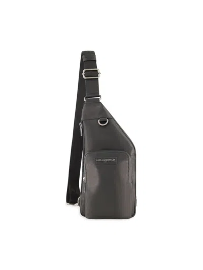 Karl Lagerfeld Men's Leather Sling Bag In Black