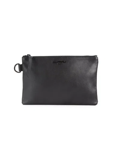 Karl Lagerfeld Men's Leather Travel Zip Pouch In Black