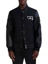 Karl Lagerfeld Men's Logo-patch Tonal Varsity Jacket In Black
