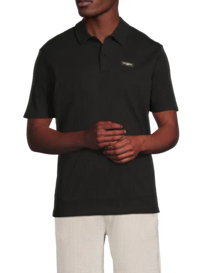 Karl Lagerfeld Men's Logo Cotton-blend Polo Shirt In Black