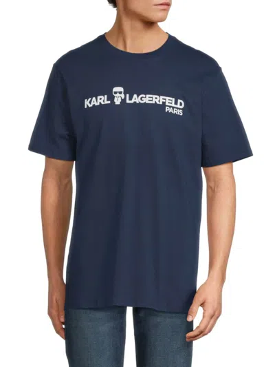 Karl Lagerfeld Men's Logo Cotton T-shirt In Navy