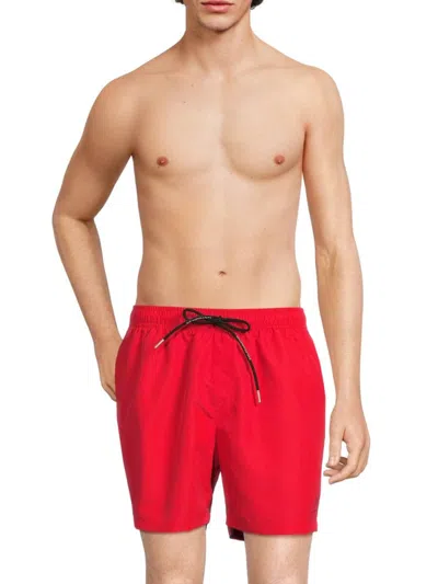 Karl Lagerfeld Men's Logo Drawstring Swim Shorts In Red