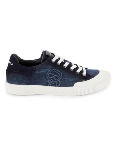 Karl Lagerfeld Men's Logo Embroidery Sneakers In Blue