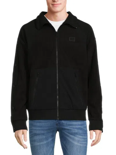 Karl Lagerfeld Men's Logo Fleece Jacket In Black