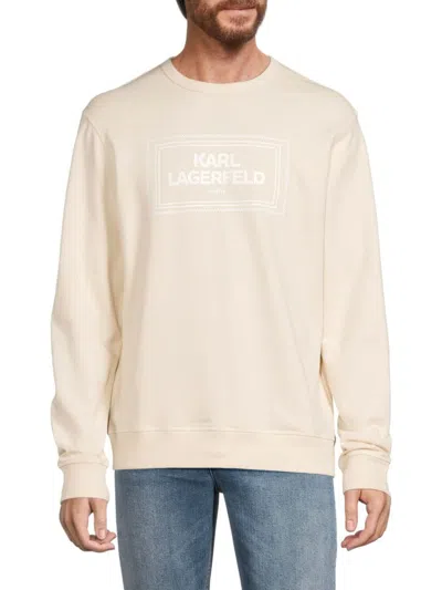 Karl Lagerfeld Men's Logo French Terry Sweatshirt In Beige