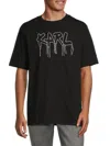 Karl Lagerfeld Men's Logo Fringed Tee In Black