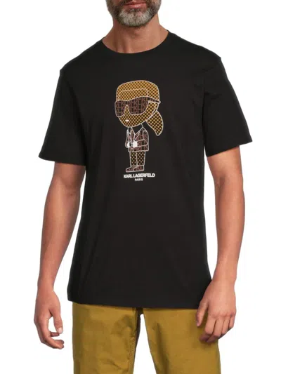 Karl Lagerfeld Men's Logo Graphic Cotton T-shirt In Black