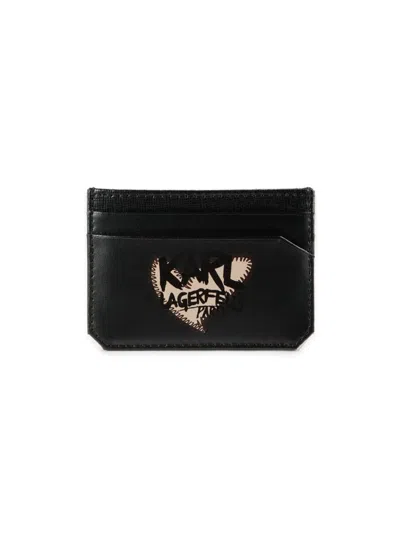 Karl Lagerfeld Men's Logo Graphic Leather Cardholder In Black