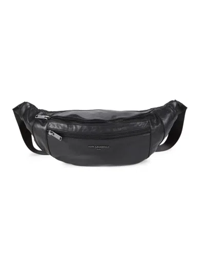 Karl Lagerfeld Men's Logo Leather Belt Bag In Black