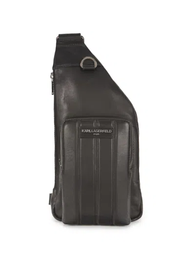 Karl Lagerfeld Men's Logo Leather Crossbody Bag