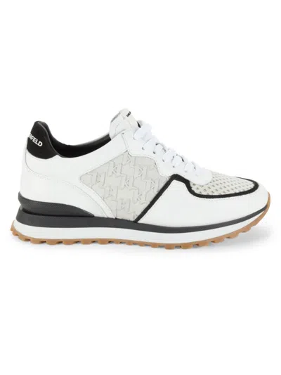 Karl Lagerfeld Men's Logo Low Top Leather Running Sneakers In White