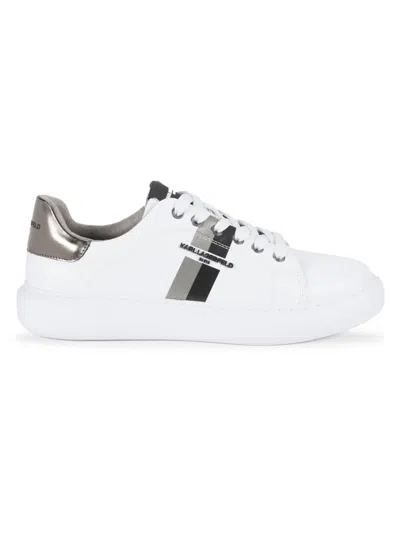 Karl Lagerfeld Men's Logo Low-top Leather Sneakers In White