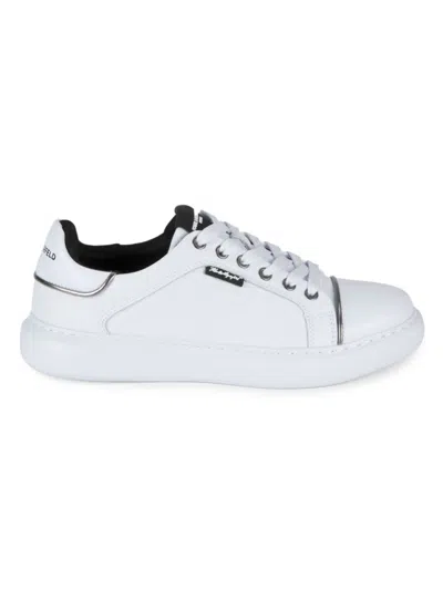 Karl Lagerfeld Men's Logo Low Top Leather Sneakers In White