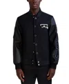 Karl Lagerfeld Men's Logo-patch Tonal Varsity Jacket In Black