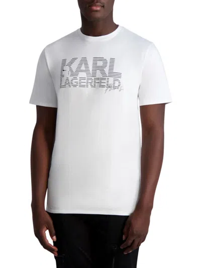 Karl Lagerfeld Men's Logo Pima Cotton Tee In White