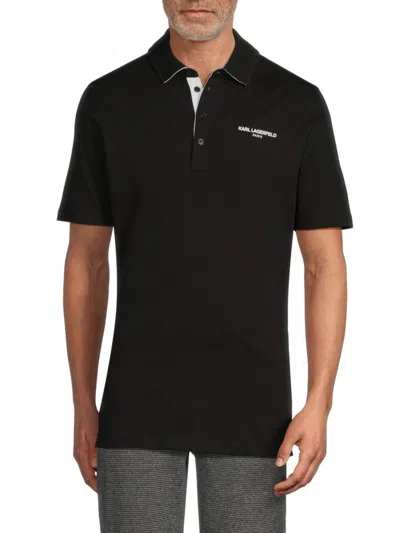Karl Lagerfeld Men's Logo Polo In Black